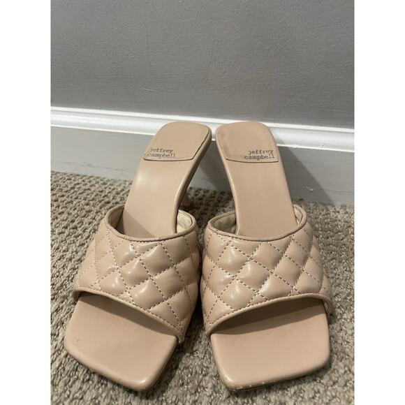 JEFFREY CAMPBELL Tan Crinkle Patent Sandal Size7 - Picture 2 of 11